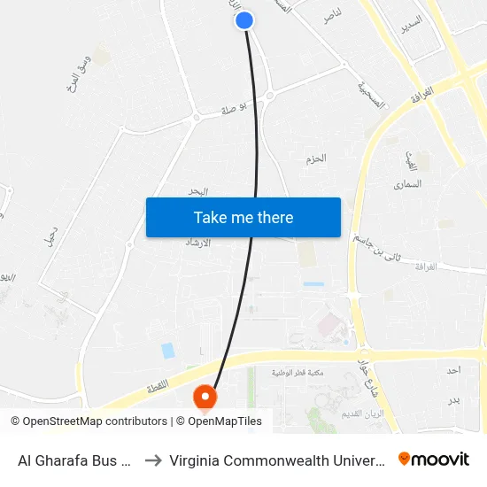 Al Gharafa Bus Station to Virginia Commonwealth University - Qatar map