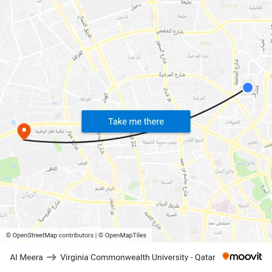 Al Meera to Virginia Commonwealth University - Qatar map