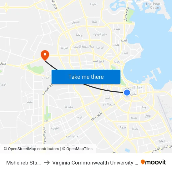 Msheireb Station to Virginia Commonwealth University - Qatar map