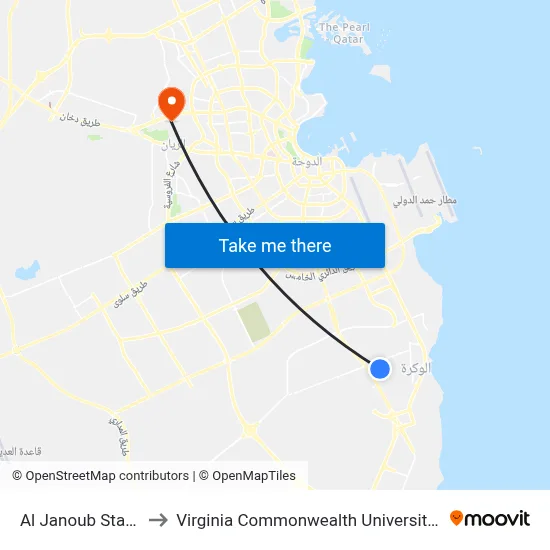 Al Janoub Stadium to Virginia Commonwealth University - Qatar map