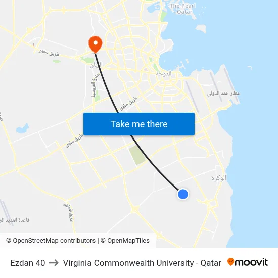 Ezdan 40 to Virginia Commonwealth University - Qatar map