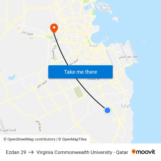Ezdan 29 to Virginia Commonwealth University - Qatar map