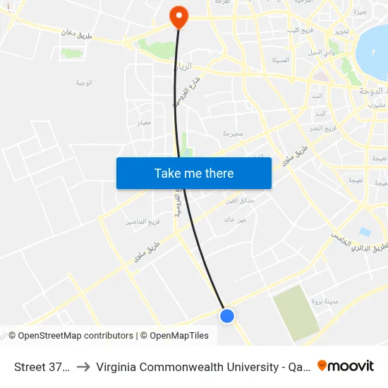 Street 37 A to Virginia Commonwealth University - Qatar map