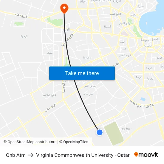 QNB ATM to Virginia Commonwealth University - Qatar map