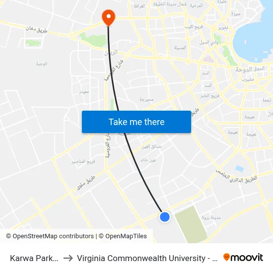 Karwa Parking to Virginia Commonwealth University - Qatar map