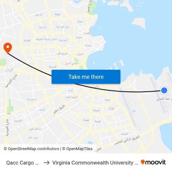 Qacc Cargo Qroc to Virginia Commonwealth University - Qatar map