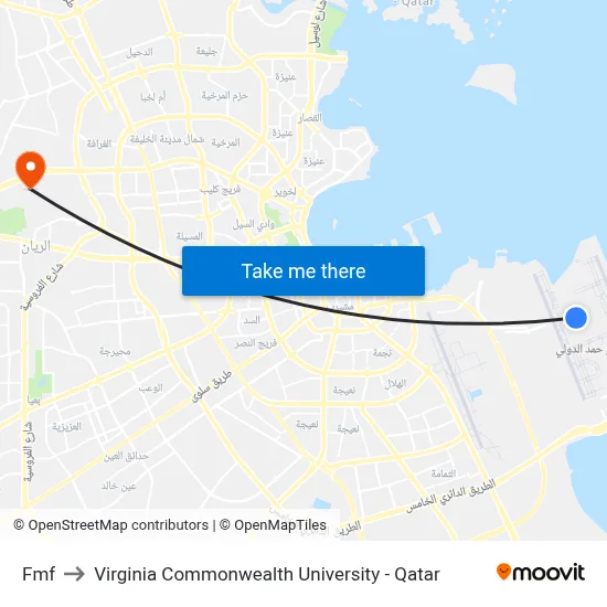FMF to Virginia Commonwealth University - Qatar map