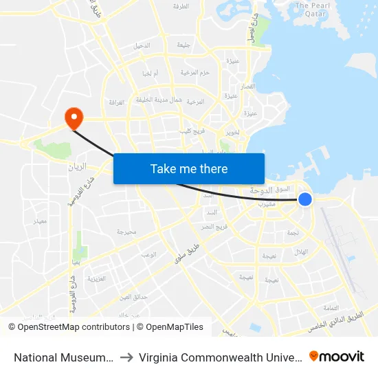 National Museum Station to Virginia Commonwealth University - Qatar map