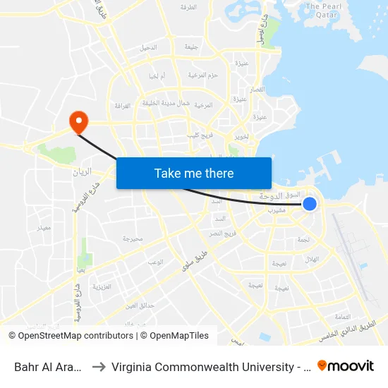 Bahr Al Arab St to Virginia Commonwealth University - Qatar map