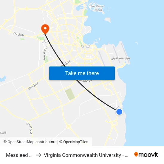 Mesaieed Rd to Virginia Commonwealth University - Qatar map