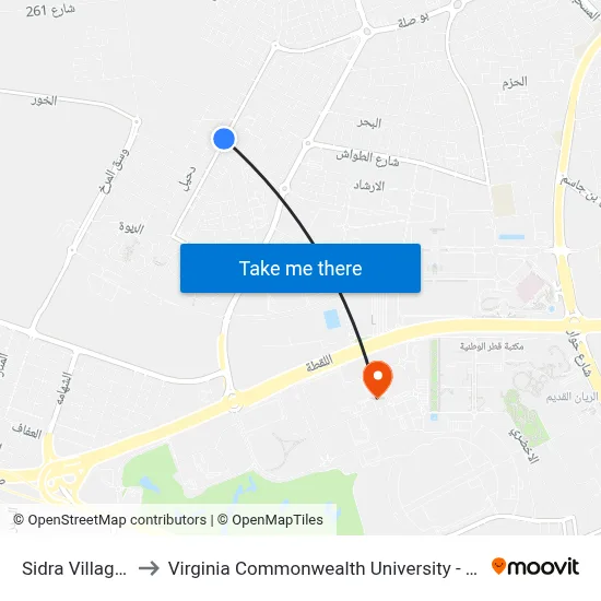Sidra Village 2 to Virginia Commonwealth University - Qatar map