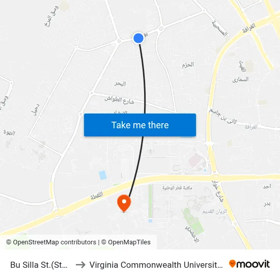 Bu Silla Street (Stop-B) to Virginia Commonwealth University - Qatar map
