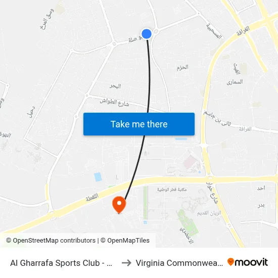 Al Gharrafa Sports Club - Qatar Olympic Committee to Virginia Commonwealth University - Qatar map