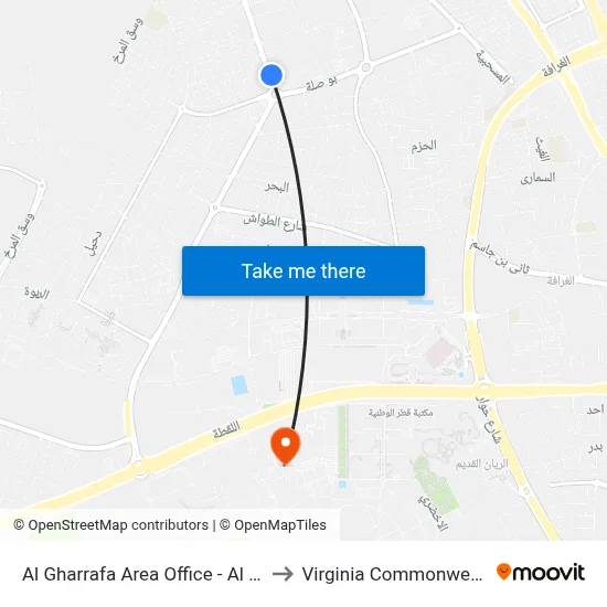 Al Gharrafa Area Office - Al Rayyan Municipality - Mme to Virginia Commonwealth University - Qatar map