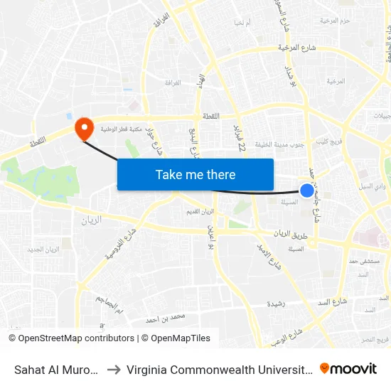 Murour Square Street to Virginia Commonwealth University - Qatar map