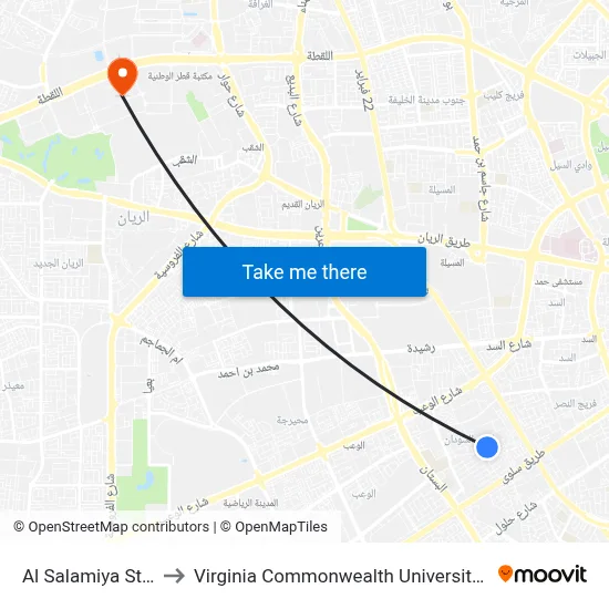 Al Salamiya Stop 2 to Virginia Commonwealth University - Qatar map