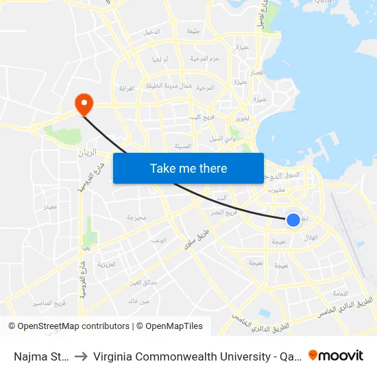 Najma Street F to Virginia Commonwealth University - Qatar map