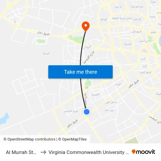Al Murrah Studio to Virginia Commonwealth University - Qatar map