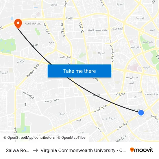 Salwa Road to Virginia Commonwealth University - Qatar map