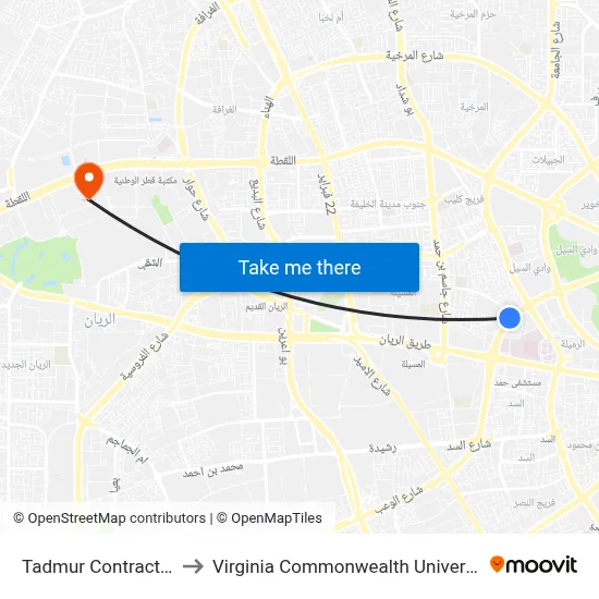 Tadmur Contracting WLL to Virginia Commonwealth University - Qatar map