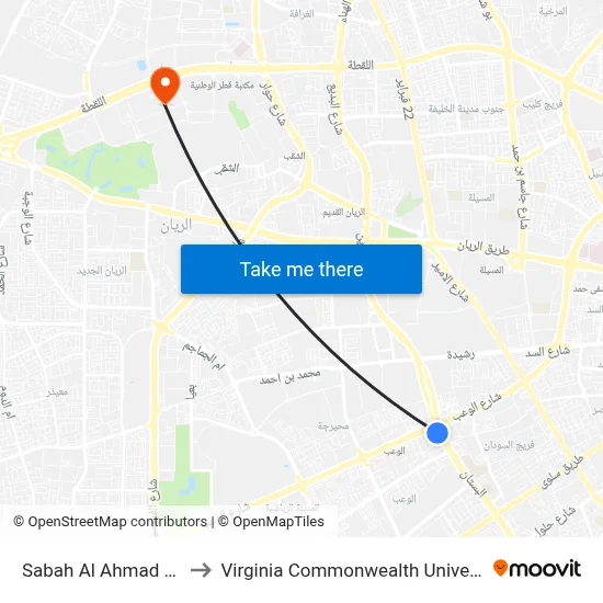 Sabah Al Ahmad Corridor to Virginia Commonwealth University - Qatar map