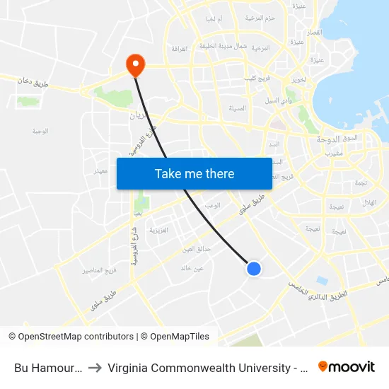Bu Hamour Street to Virginia Commonwealth University - Qatar map