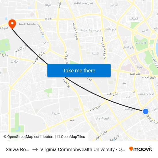 Salwa Road to Virginia Commonwealth University - Qatar map