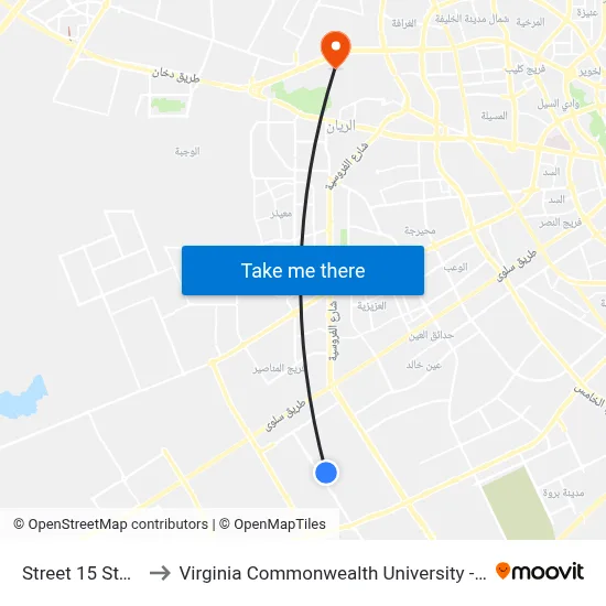 Street 15 Stop F to Virginia Commonwealth University - Qatar map
