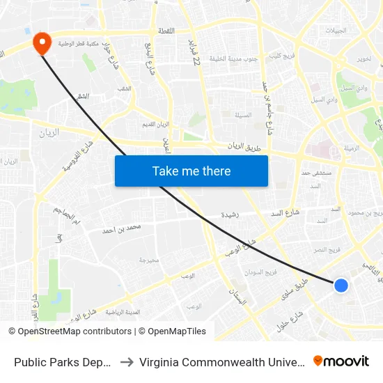 Public Parks Department to Virginia Commonwealth University - Qatar map