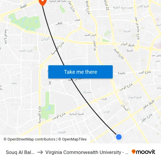 Souq Al Baladi to Virginia Commonwealth University - Qatar map