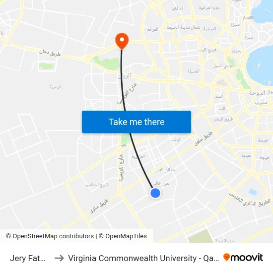 Jery Fatma to Virginia Commonwealth University - Qatar map