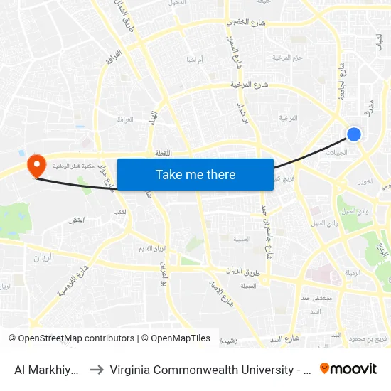 Al Markhiya St to Virginia Commonwealth University - Qatar map