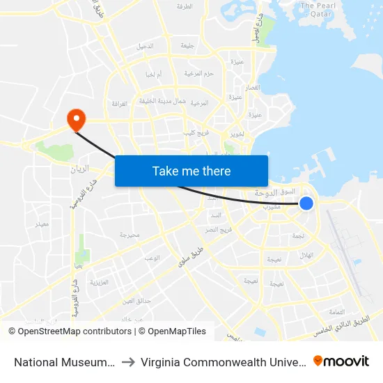 National Museum Station to Virginia Commonwealth University - Qatar map