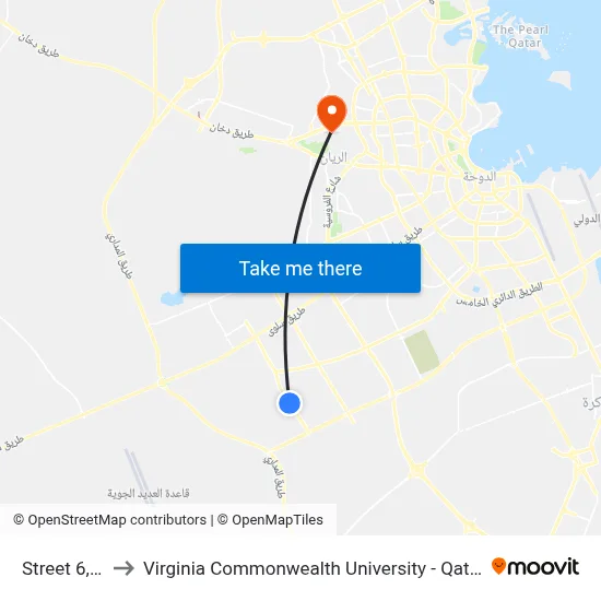 Street 6, B to Virginia Commonwealth University - Qatar map