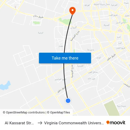 Al Kassarat Street, 15 to Virginia Commonwealth University - Qatar map
