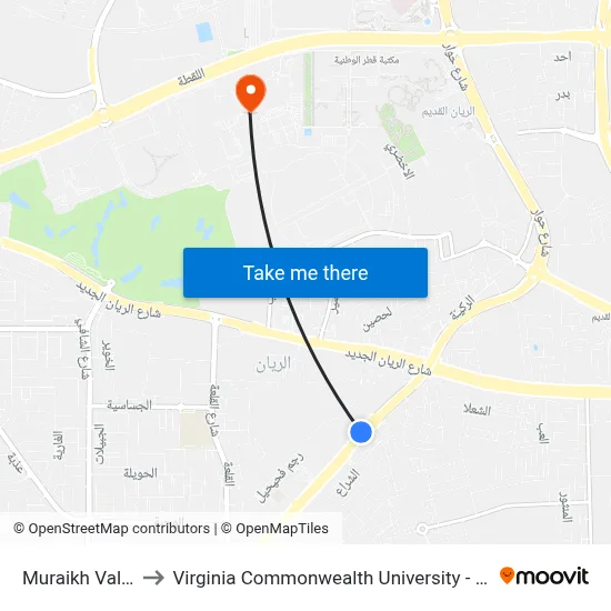 Muraikh Valley to Virginia Commonwealth University - Qatar map