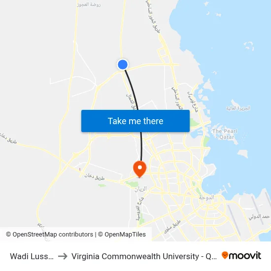Wadi Lussail to Virginia Commonwealth University - Qatar map