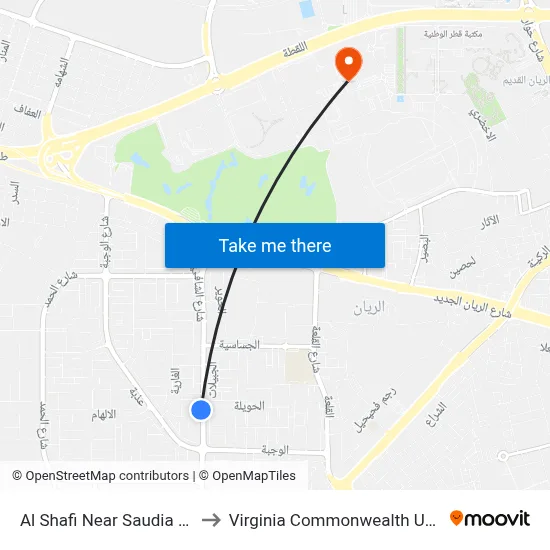 Al Shafi Near Saudia Hypermarket to Virginia Commonwealth University - Qatar map