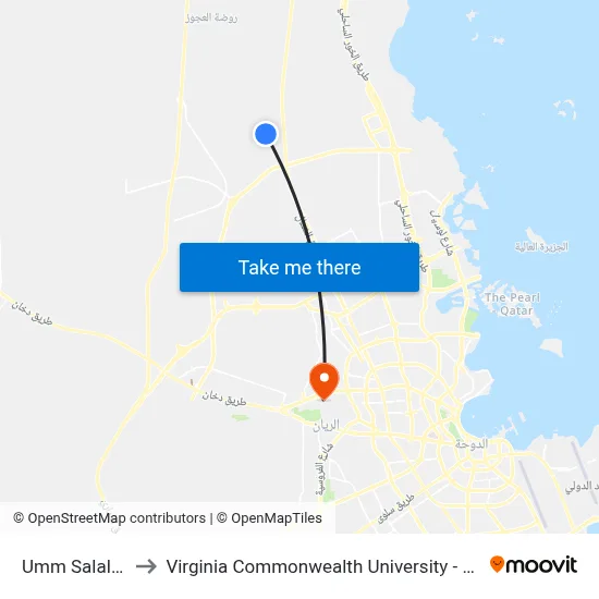 Umm Salal Ali to Virginia Commonwealth University - Qatar map