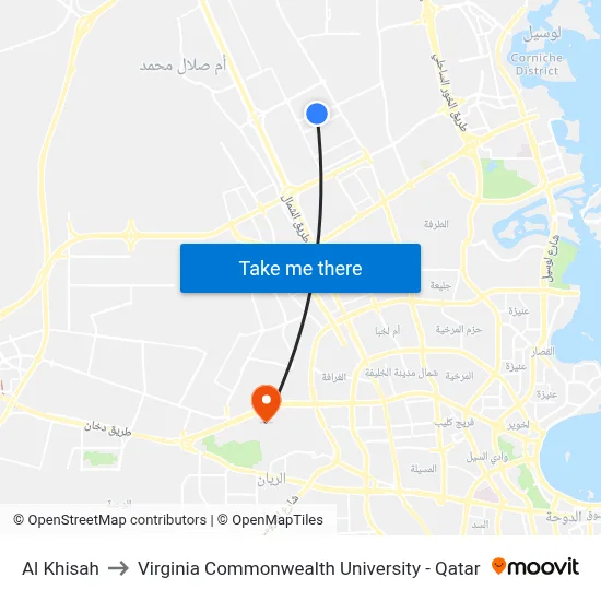 Al Khisah to Virginia Commonwealth University - Qatar map