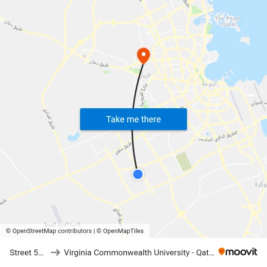 Street 551 to Virginia Commonwealth University - Qatar map