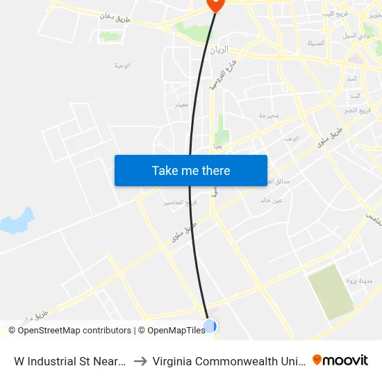 W Industrial St Near Street 551 to Virginia Commonwealth University - Qatar map