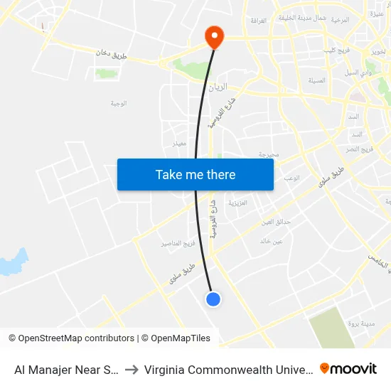 Al Manajer Near Street 12 to Virginia Commonwealth University - Qatar map