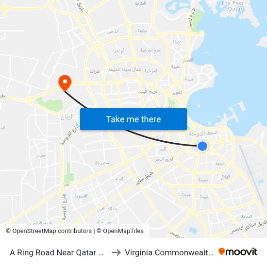 A Ring Road Near Qatar General Insurance Co to Virginia Commonwealth University - Qatar map