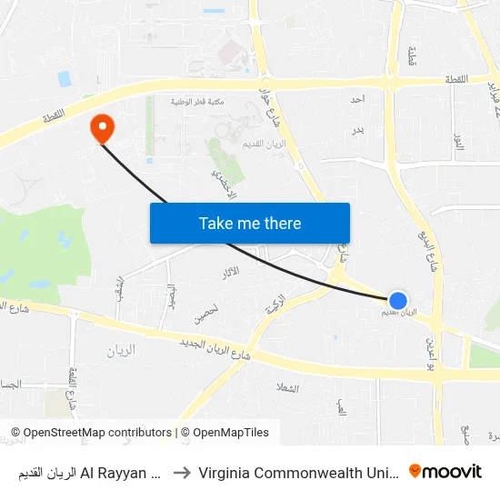 Al Rayyan Al Qadeem to Virginia Commonwealth University - Qatar map