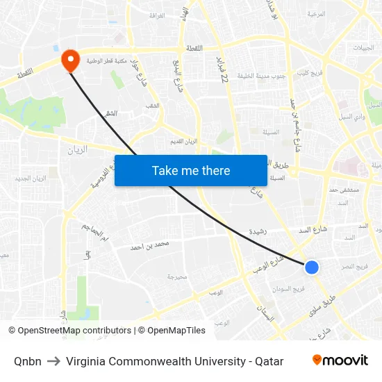 QNBN to Virginia Commonwealth University - Qatar map