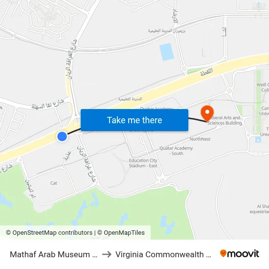 Mathaf Arab Museum Of Modern Art to Virginia Commonwealth University - Qatar map