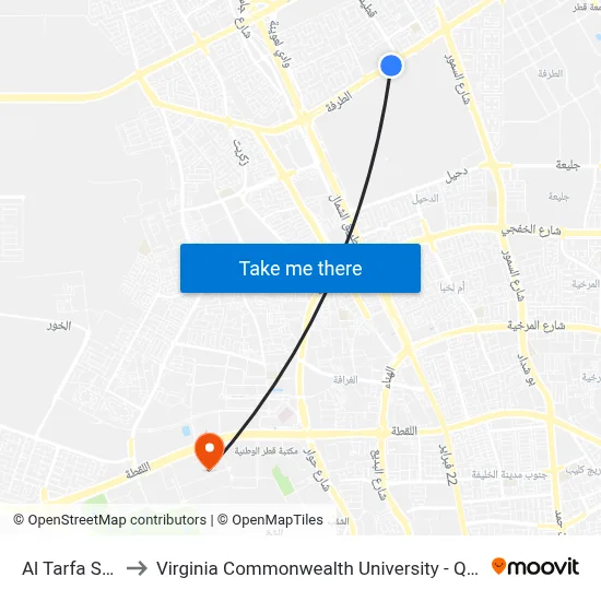 Al Tarfa St 2 to Virginia Commonwealth University - Qatar map