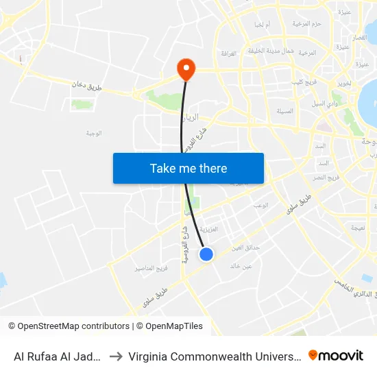Al Rufaa Al Jadeed Street to Virginia Commonwealth University - Qatar map