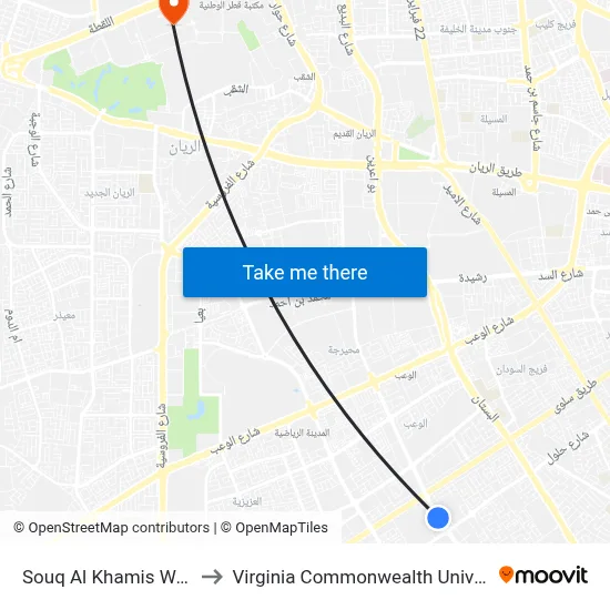 Souq Al Khamis Wal Jumaa to Virginia Commonwealth University - Qatar map